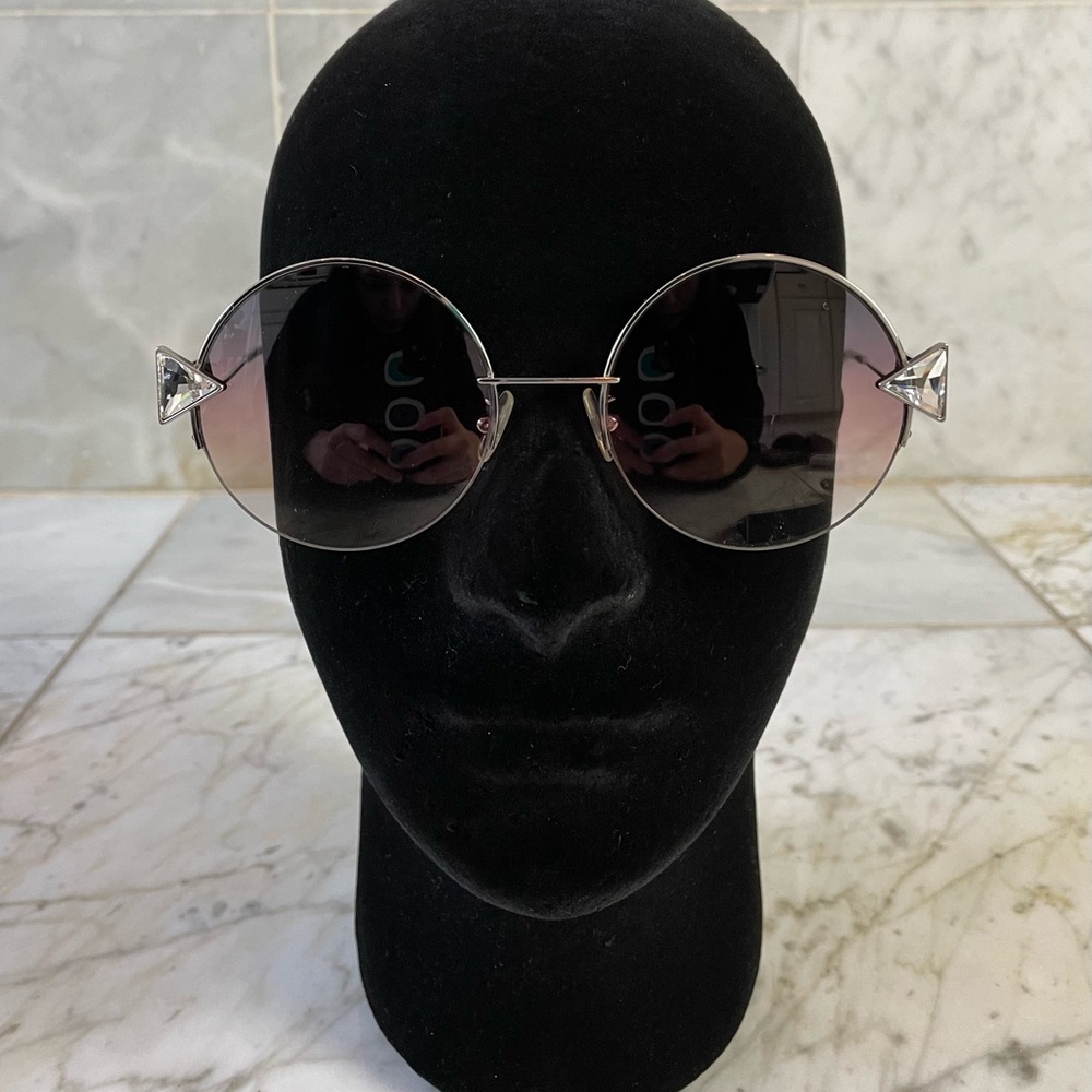 Authentic Fendi Silver Round Blue Gradient Sungla… - image 4